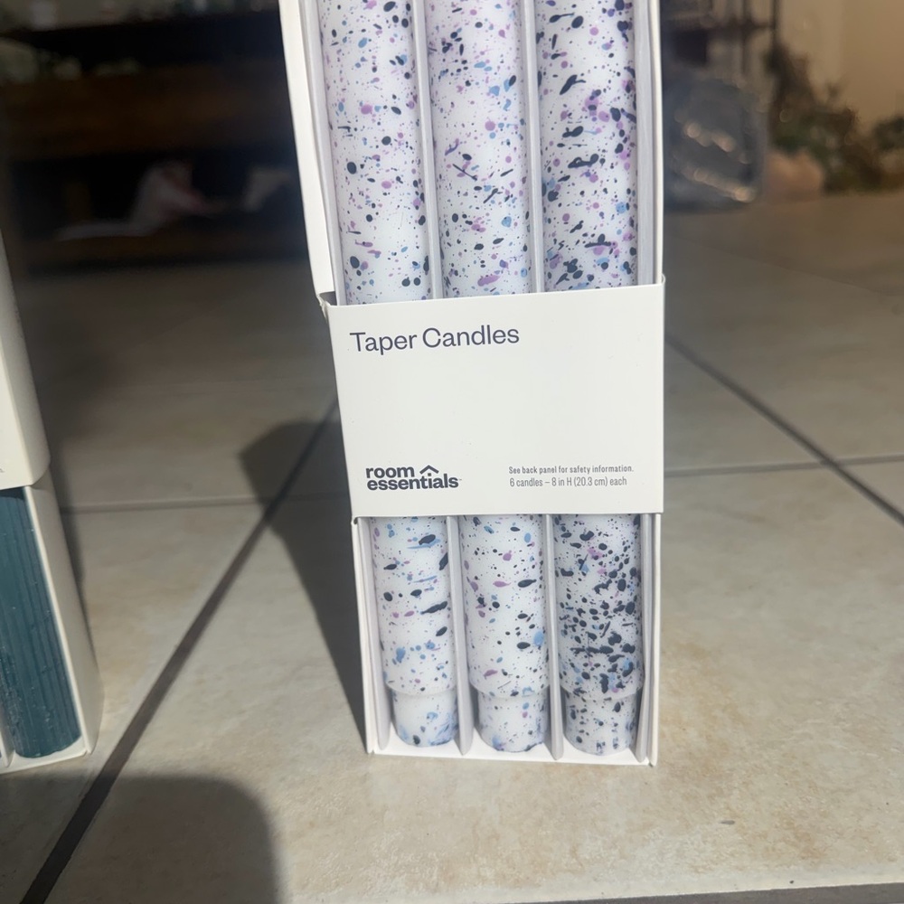Room Essentials Speckled White and Purple Taper Candles